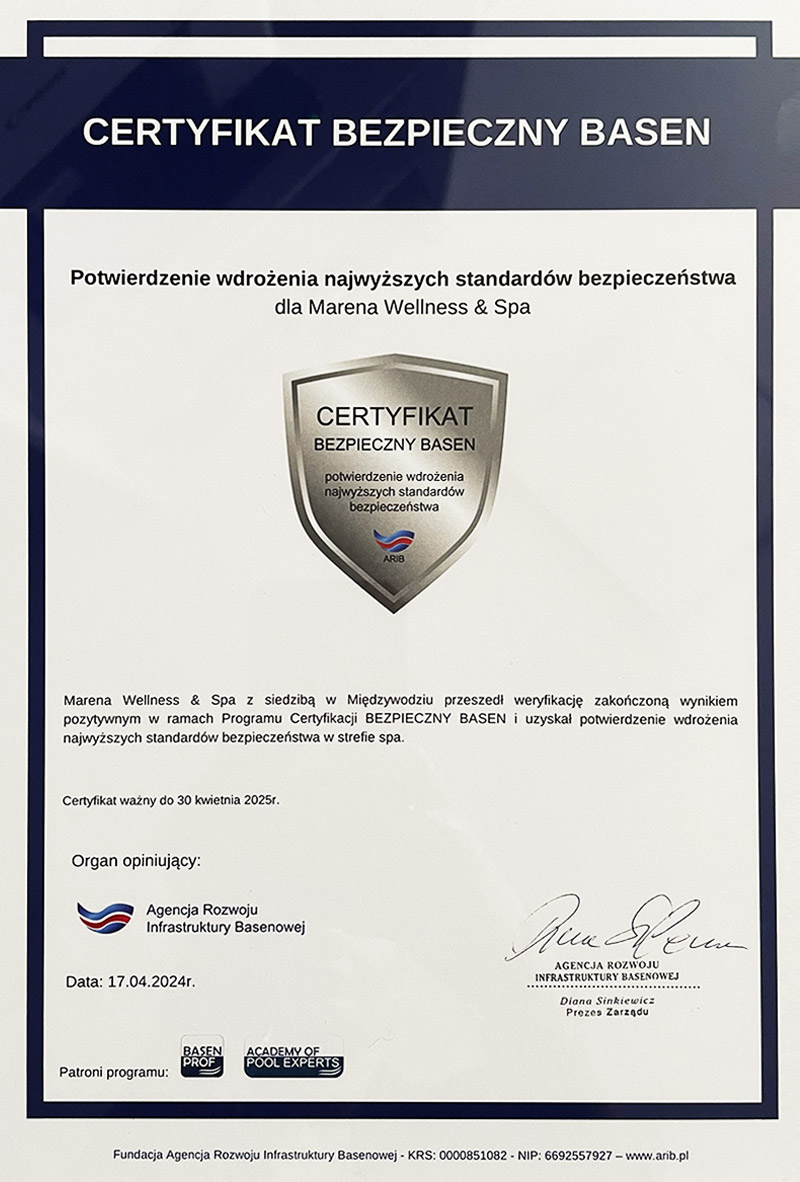Certyfikat Bezpieczny Basen